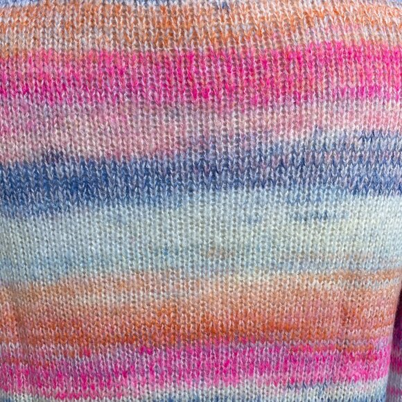 Gap Pastel Rainbow Space-Dyed Sweater Womens Sz S Feminine Soft Girl Striped - Picture 8 of 10